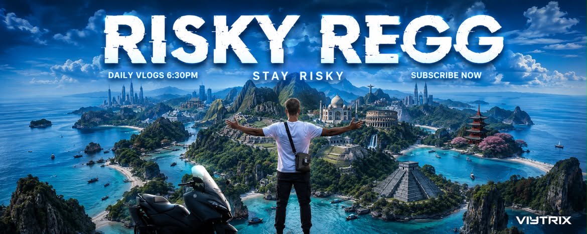 RiskyRegg custom YouTube channel banner designed by Viytrix